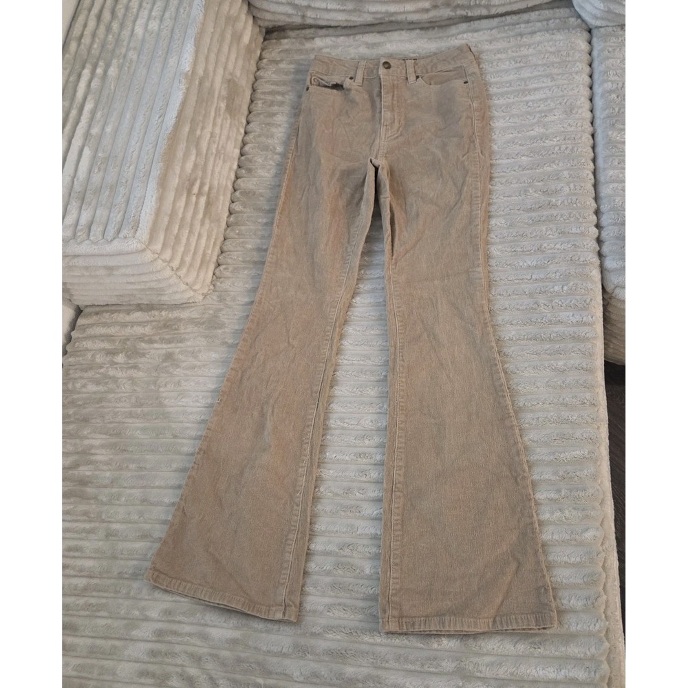 Y2K Blue Spice Premium Corduroy Flare Jeans 3 Tan Brown High Waist Boho Retro